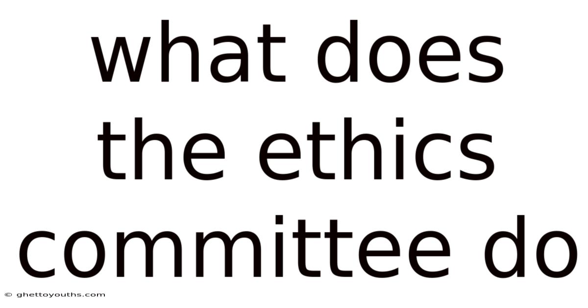 What Does The Ethics Committee Do