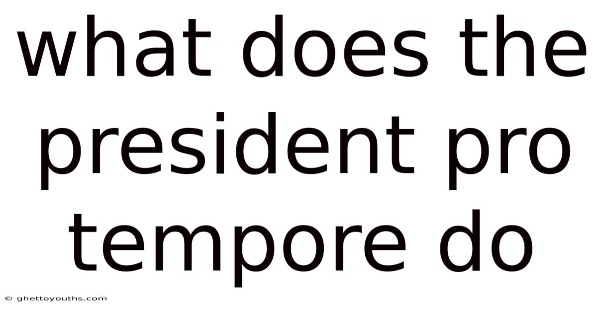 What Does The President Pro Tempore Do
