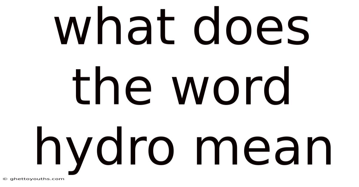 What Does The Word Hydro Mean