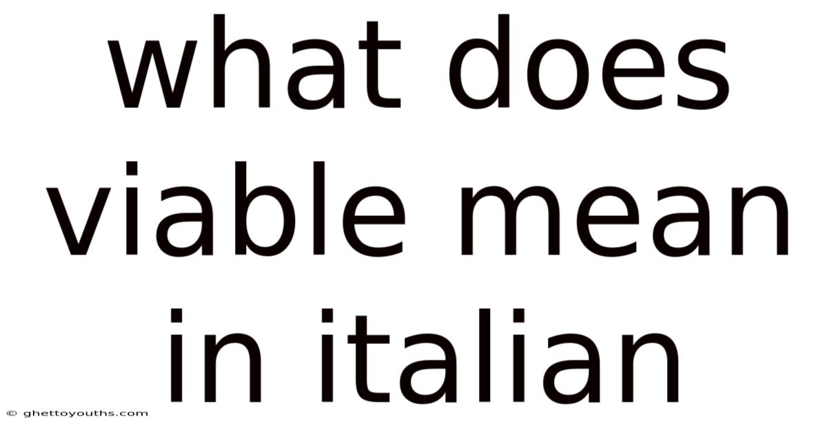 What Does Viable Mean In Italian