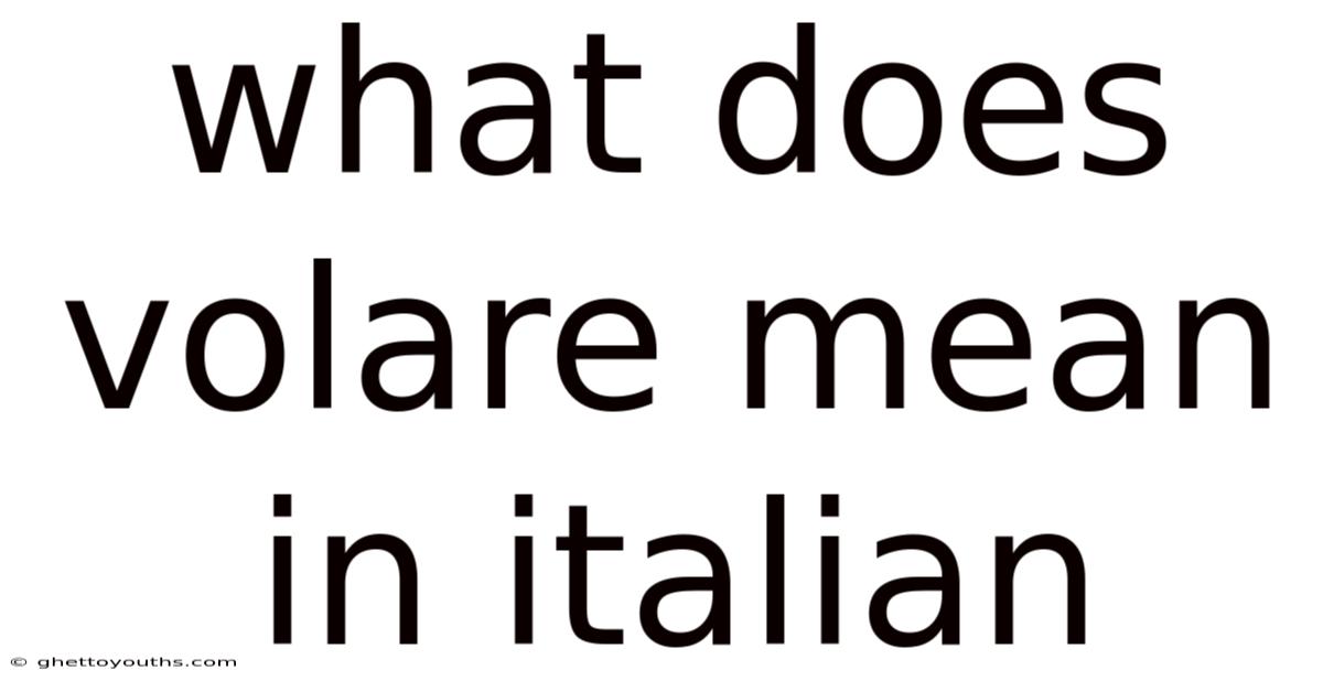 What Does Volare Mean In Italian