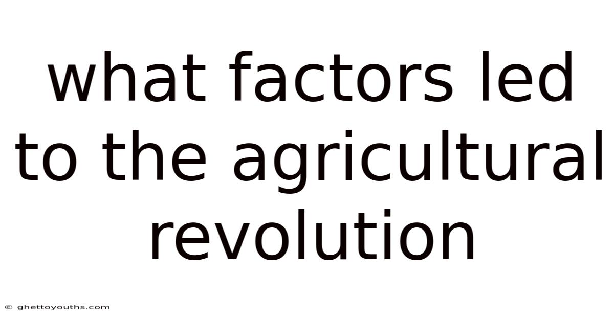 What Factors Led To The Agricultural Revolution