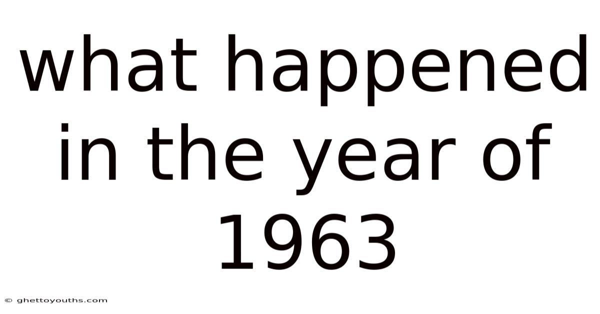 What Happened In The Year Of 1963