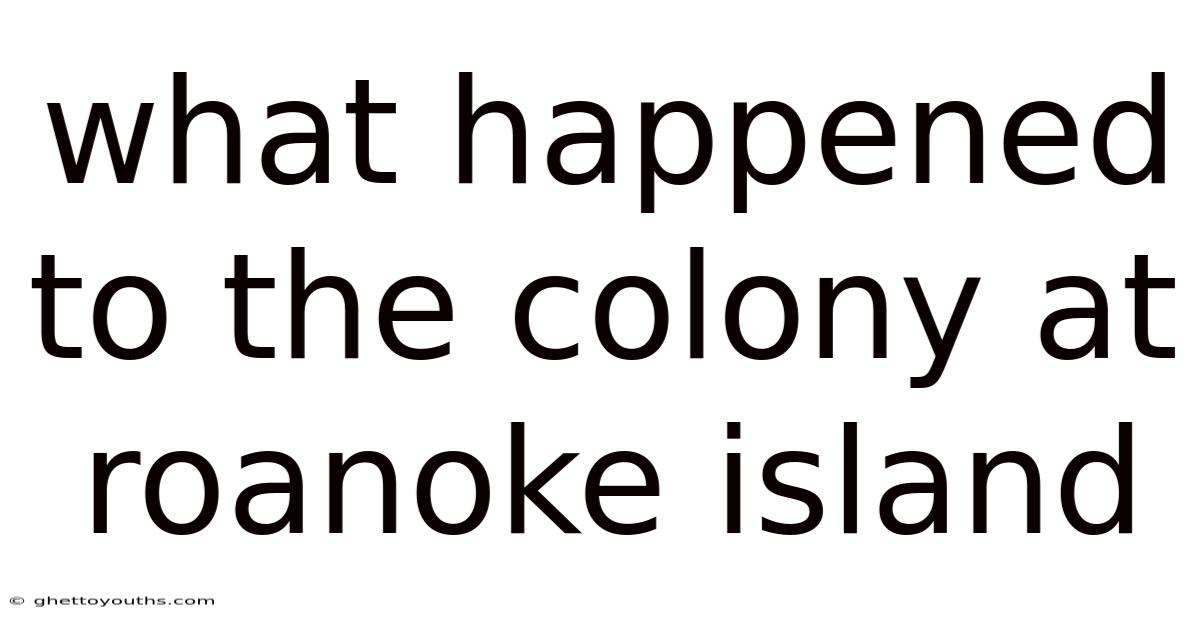 What Happened To The Colony At Roanoke Island
