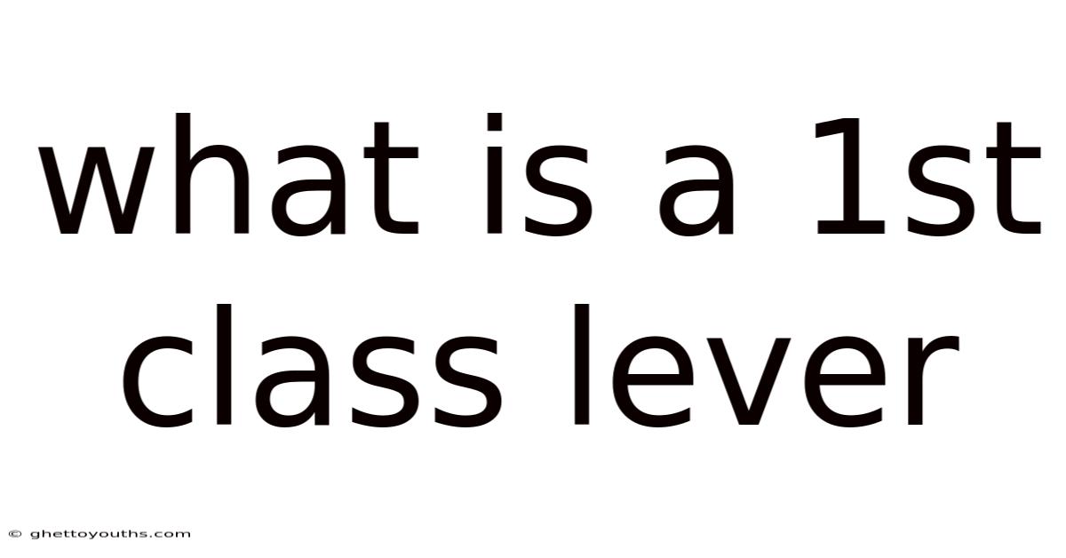 What Is A 1st Class Lever