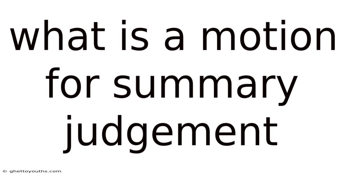 What Is A Motion For Summary Judgement