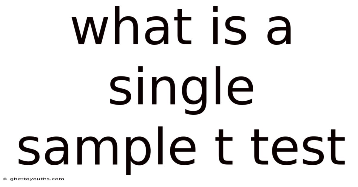 What Is A Single Sample T Test