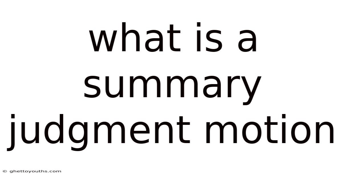 What Is A Summary Judgment Motion