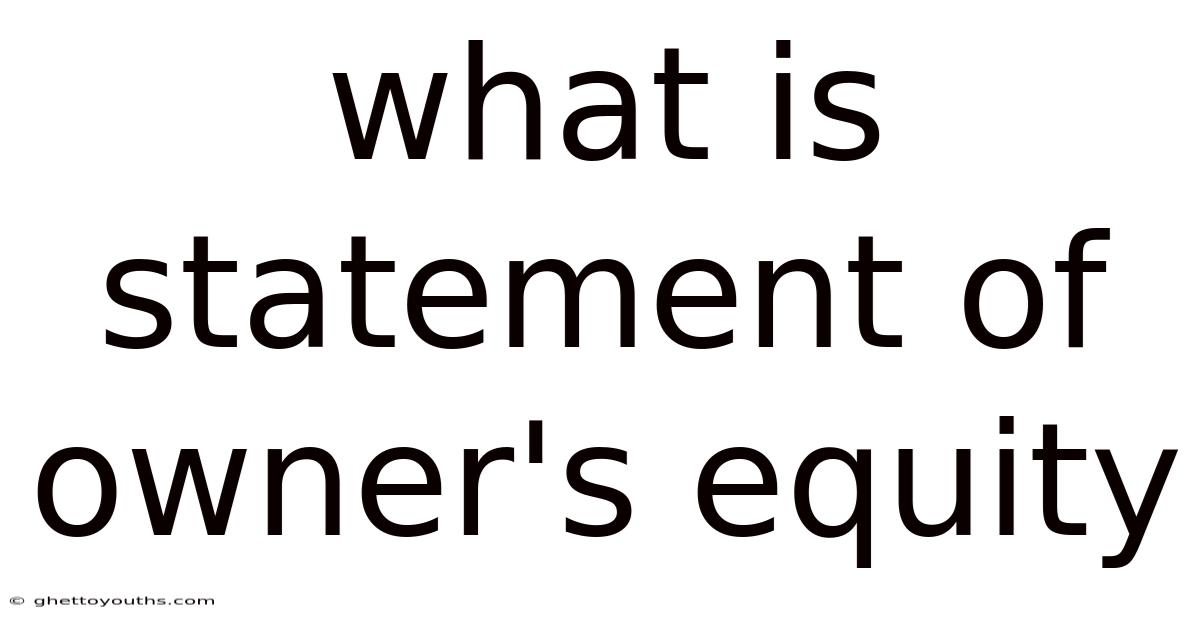 What Is Statement Of Owner's Equity
