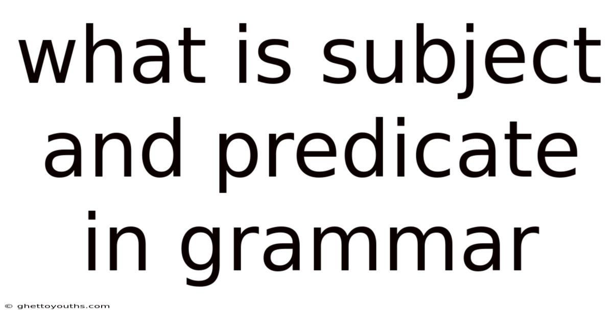 What Is Subject And Predicate In Grammar