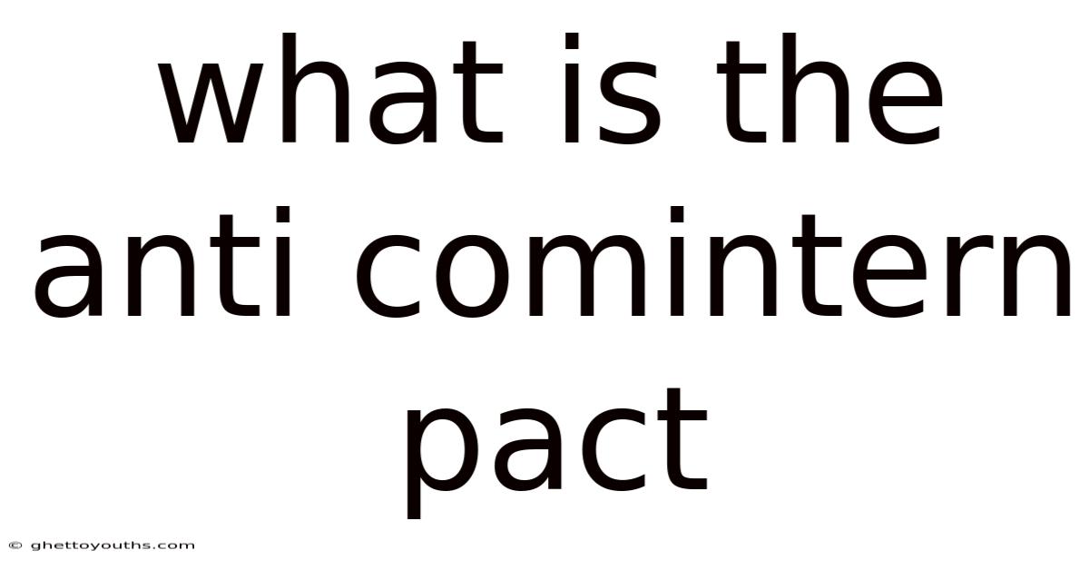 What Is The Anti Comintern Pact