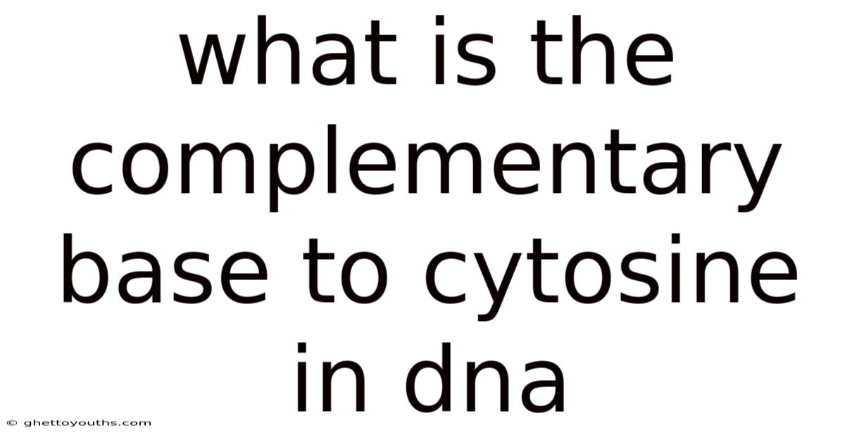 What Is The Complementary Base To Cytosine In Dna