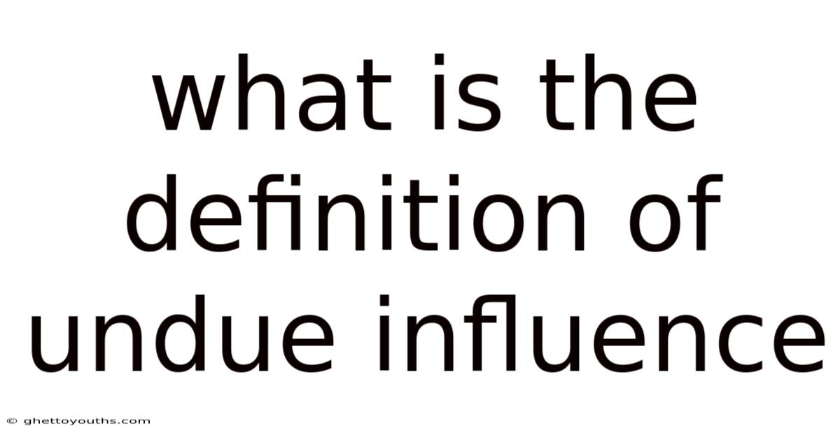 What Is The Definition Of Undue Influence