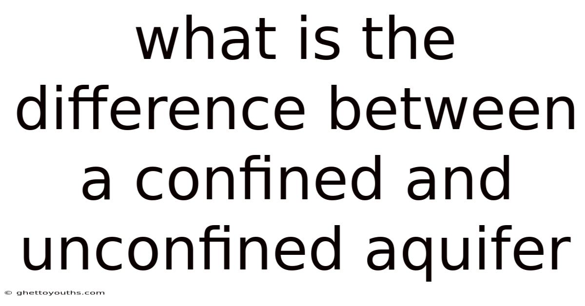 What Is The Difference Between A Confined And Unconfined Aquifer