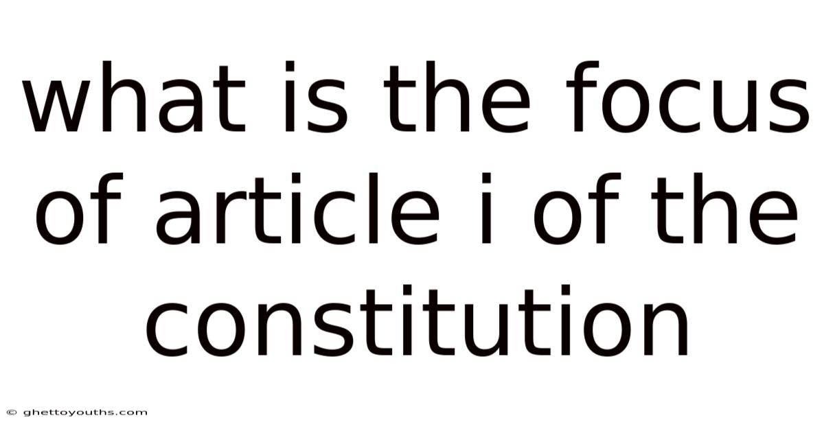 What Is The Focus Of Article I Of The Constitution