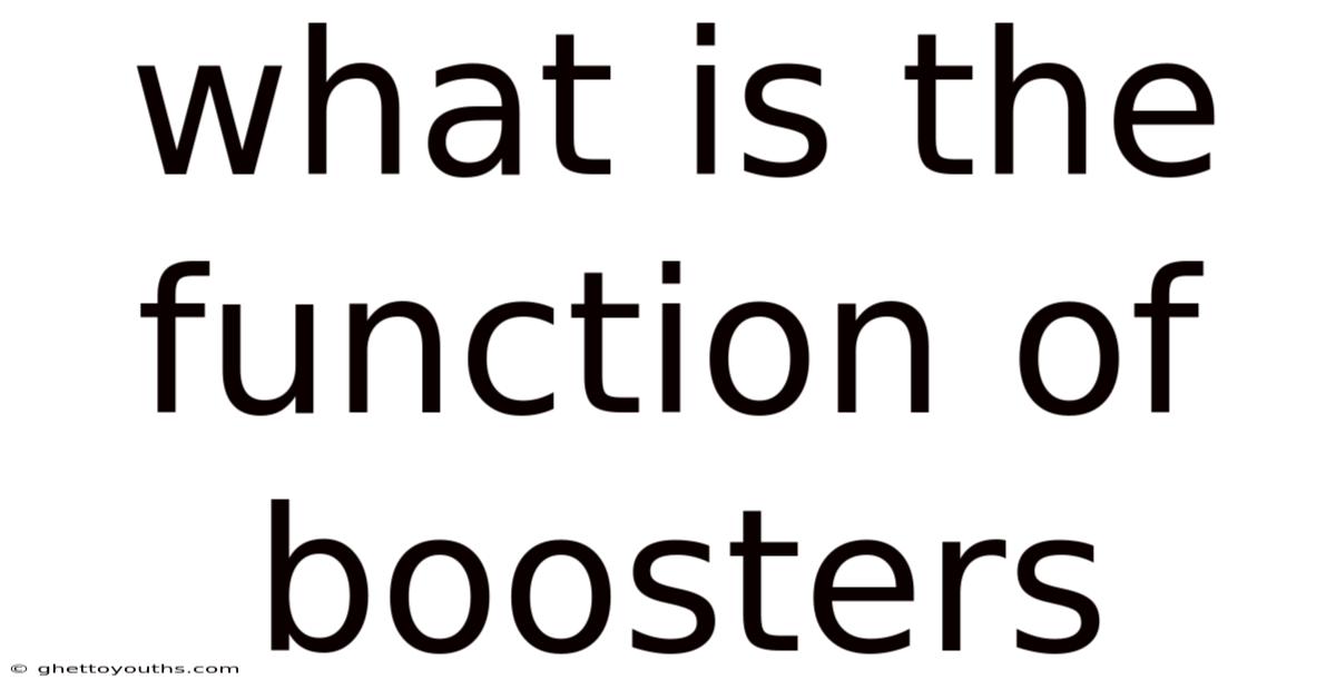 What Is The Function Of Boosters