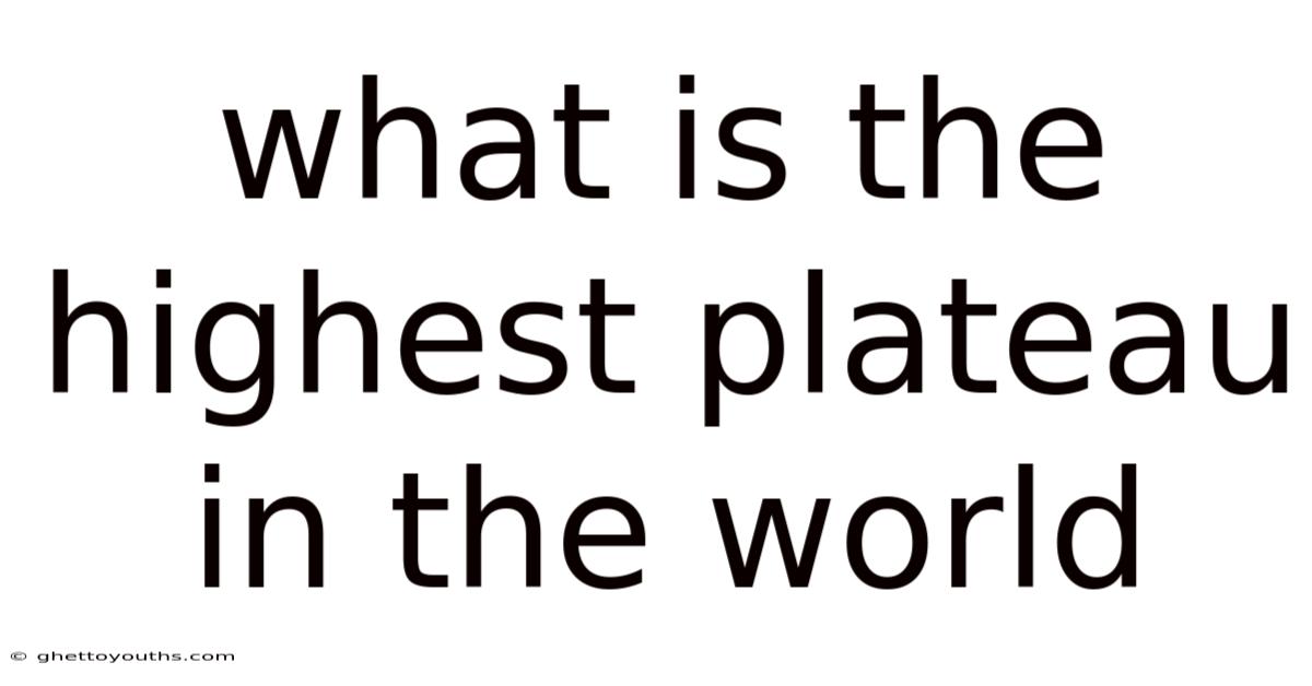 What Is The Highest Plateau In The World