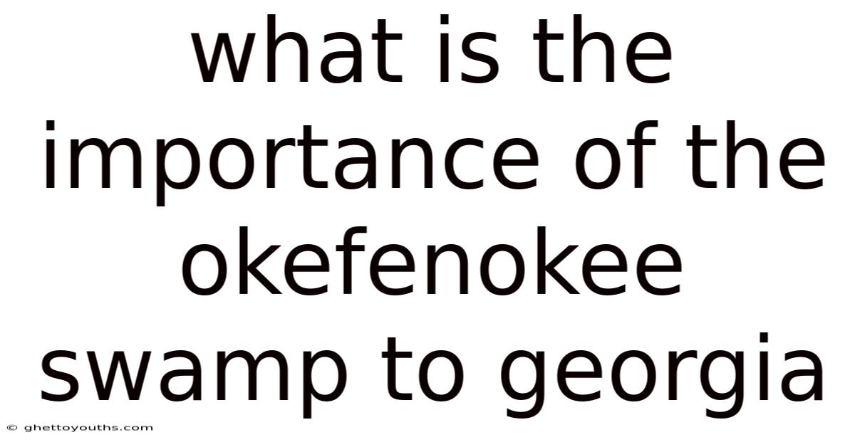 What Is The Importance Of The Okefenokee Swamp To Georgia