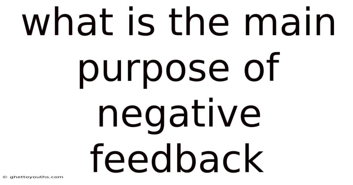 What Is The Main Purpose Of Negative Feedback