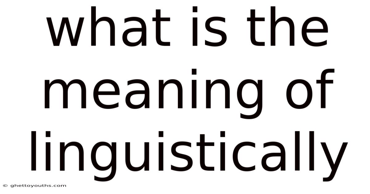 What Is The Meaning Of Linguistically