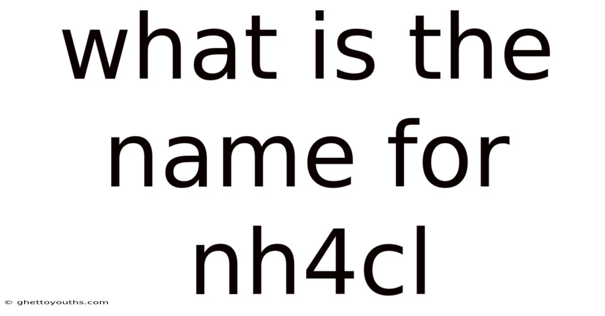 What Is The Name For Nh4cl