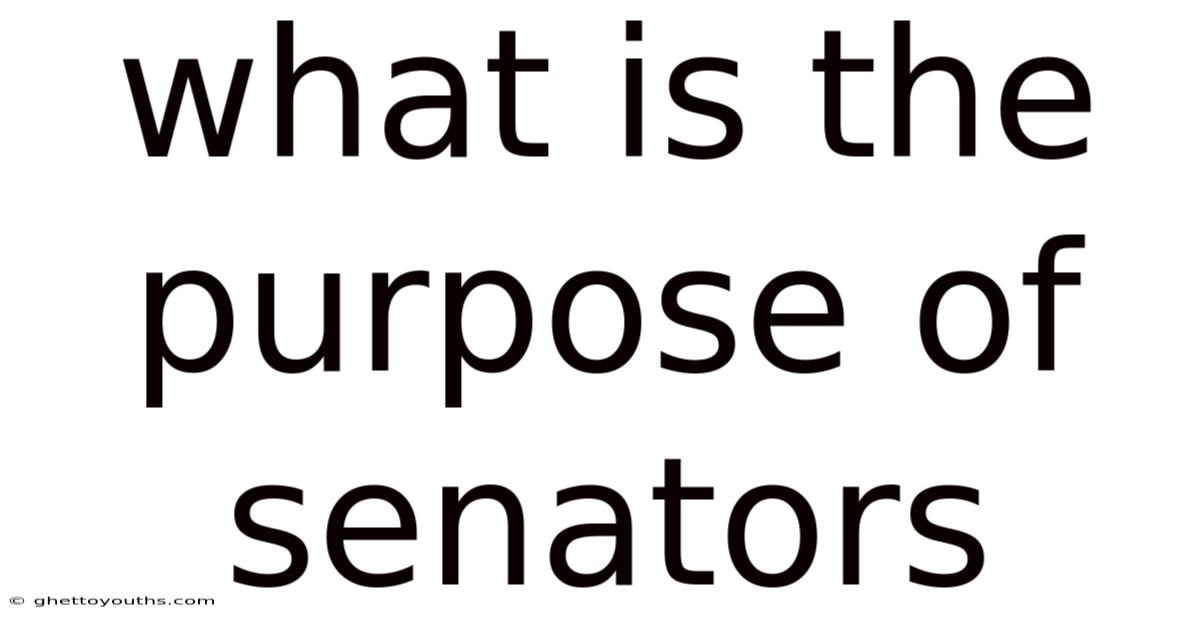 What Is The Purpose Of Senators