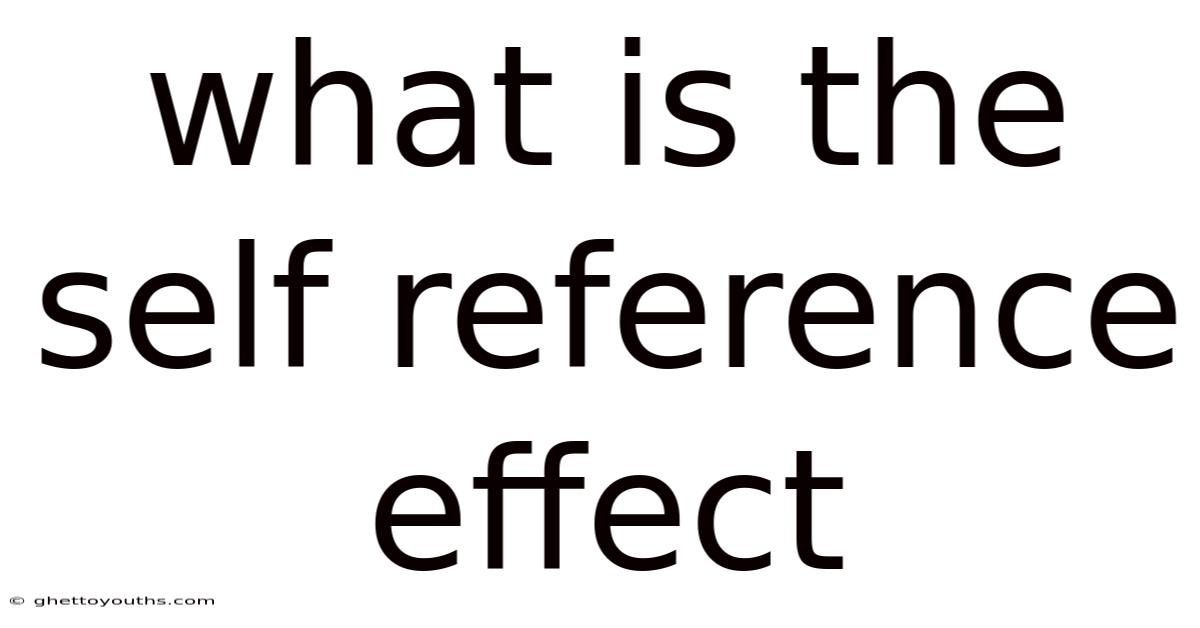 What Is The Self Reference Effect