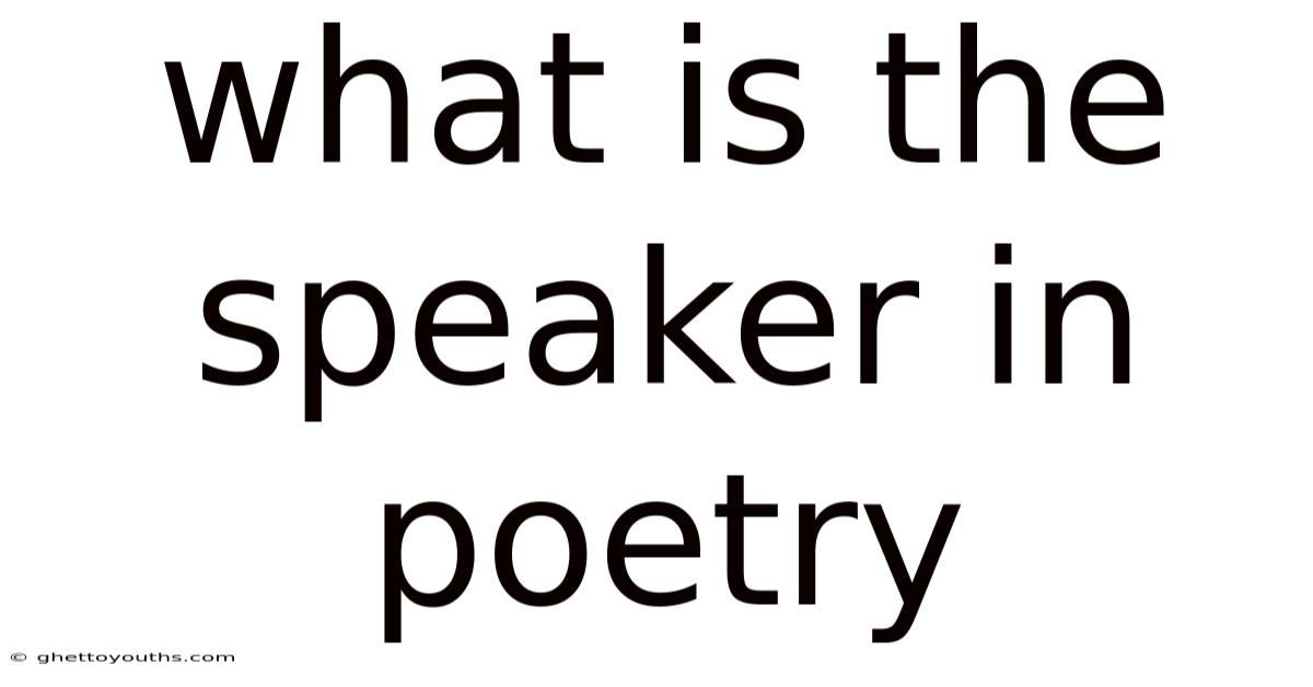 What Is The Speaker In Poetry
