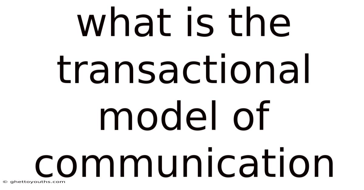 What Is The Transactional Model Of Communication