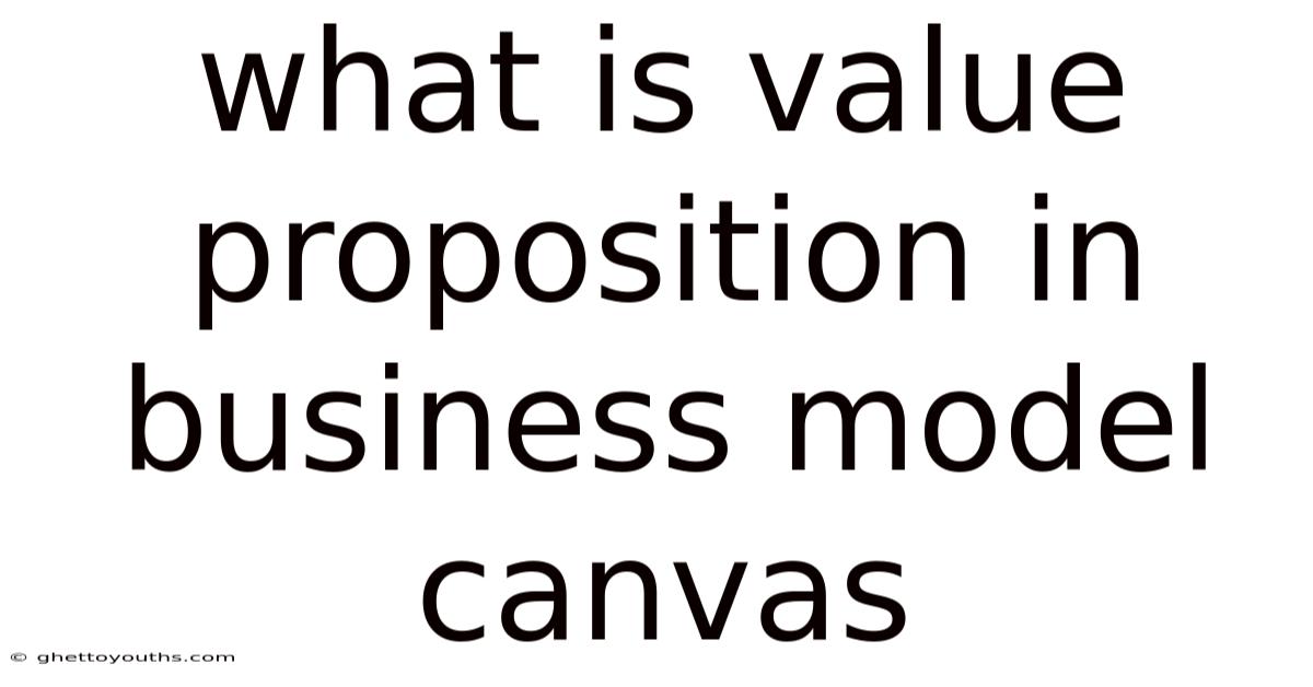 What Is Value Proposition In Business Model Canvas