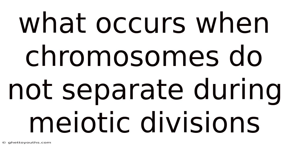 What Occurs When Chromosomes Do Not Separate During Meiotic Divisions