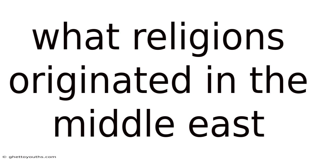 What Religions Originated In The Middle East