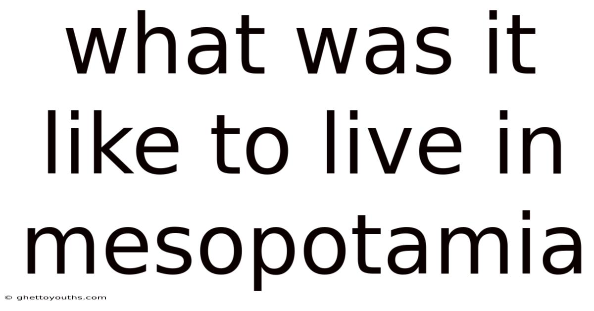 What Was It Like To Live In Mesopotamia