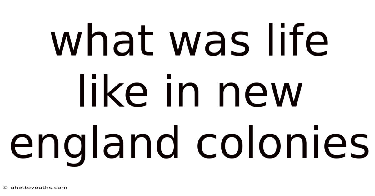 What Was Life Like In New England Colonies