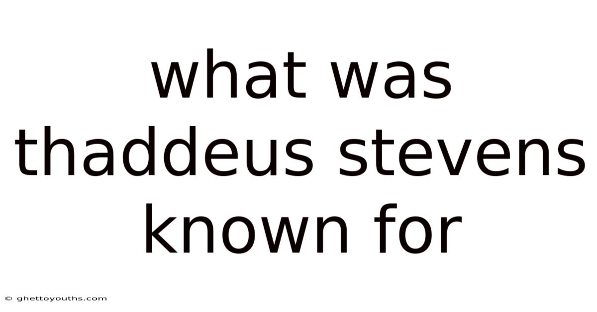 What Was Thaddeus Stevens Known For