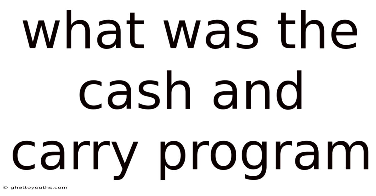 What Was The Cash And Carry Program