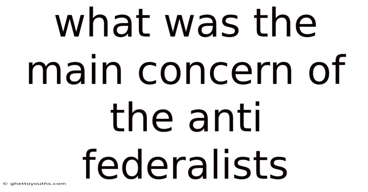 What Was The Main Concern Of The Anti Federalists
