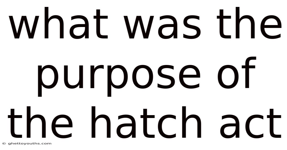 What Was The Purpose Of The Hatch Act