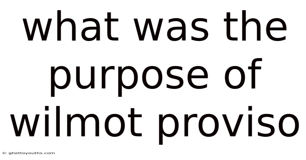What Was The Purpose Of Wilmot Proviso