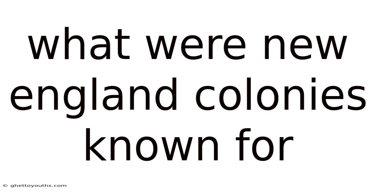 What Were New England Colonies Known For
