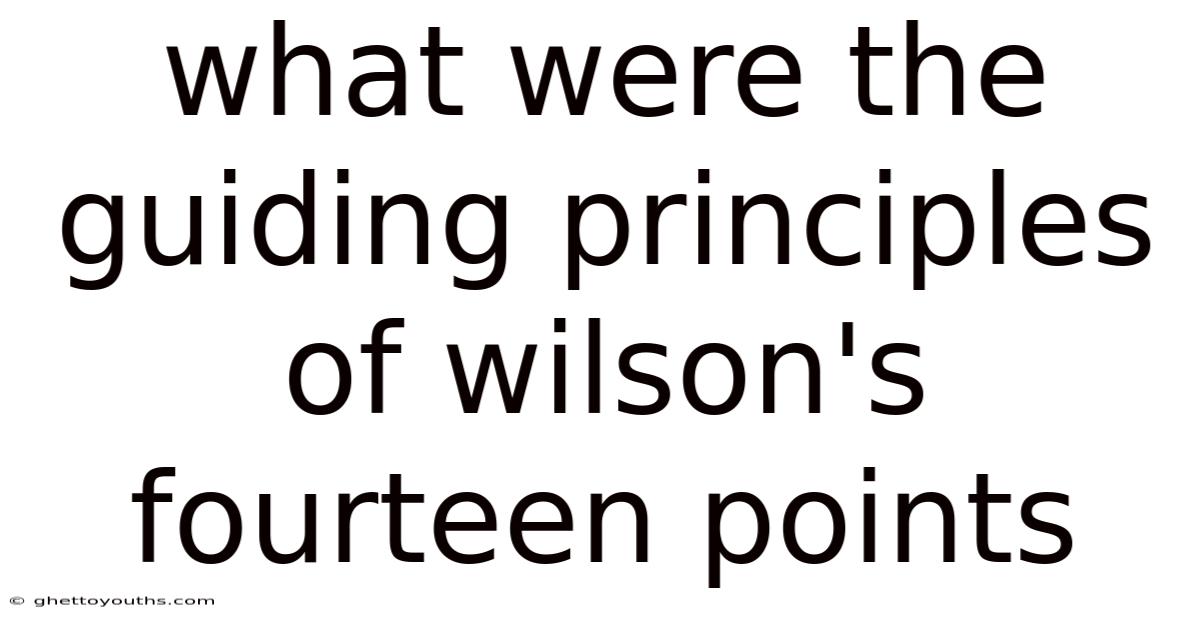 What Were The Guiding Principles Of Wilson's Fourteen Points