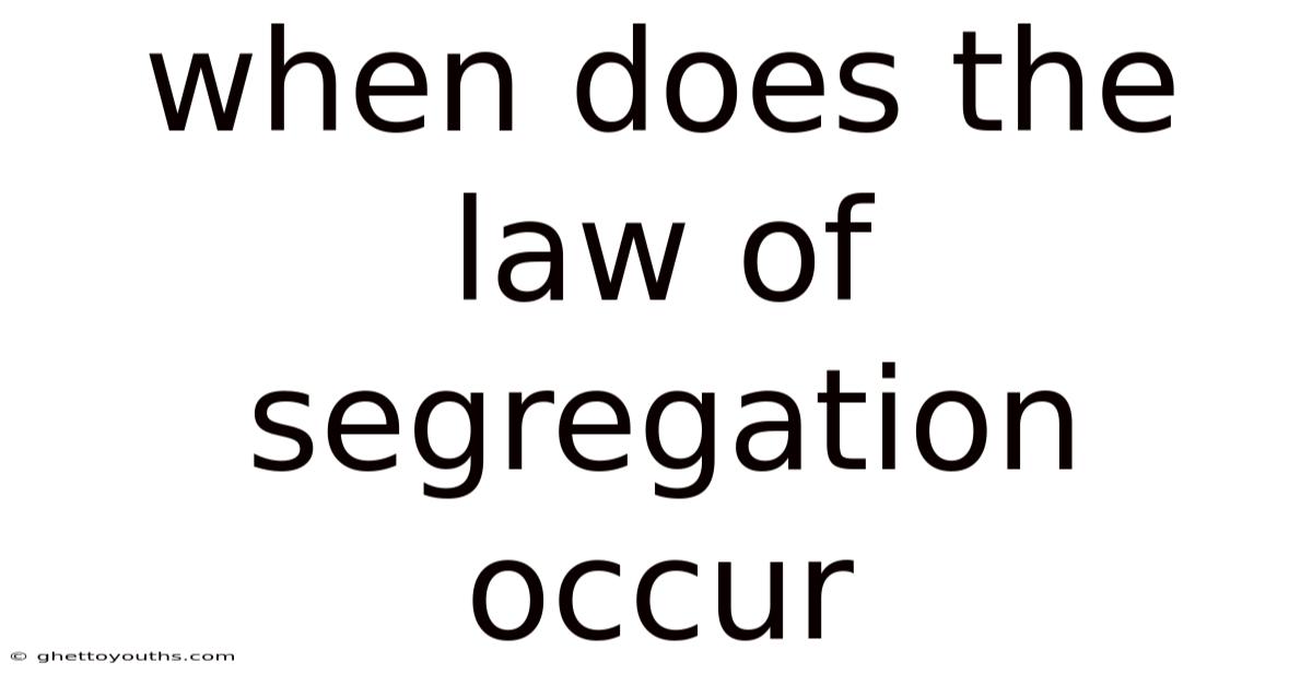 When Does The Law Of Segregation Occur
