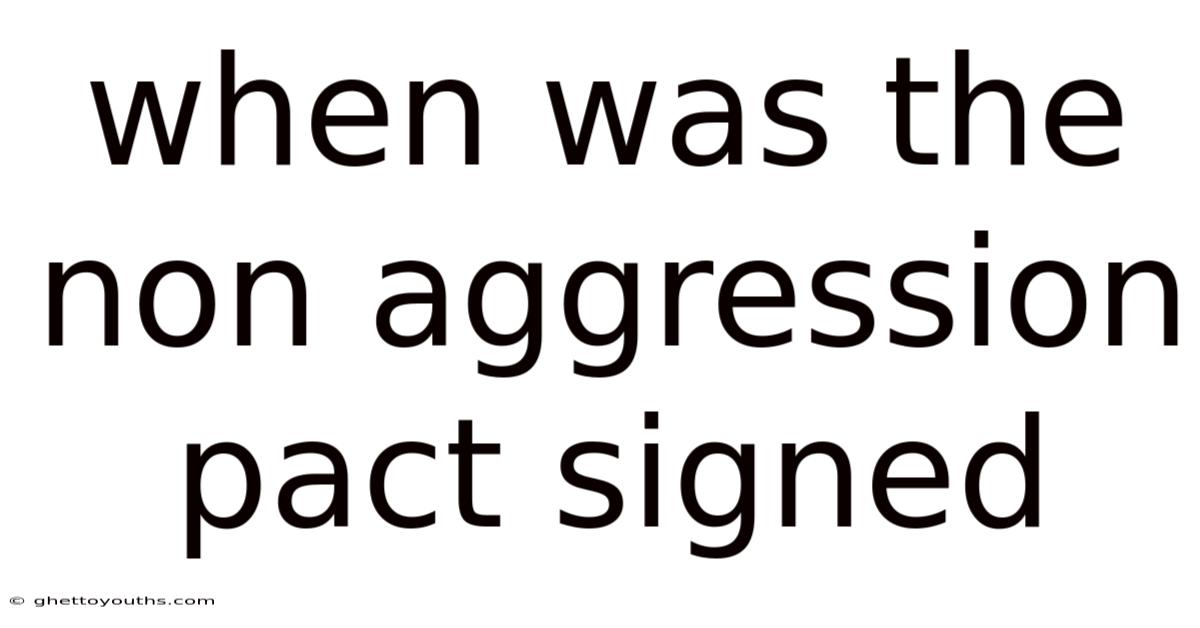 When Was The Non Aggression Pact Signed