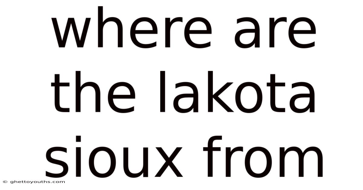Where Are The Lakota Sioux From