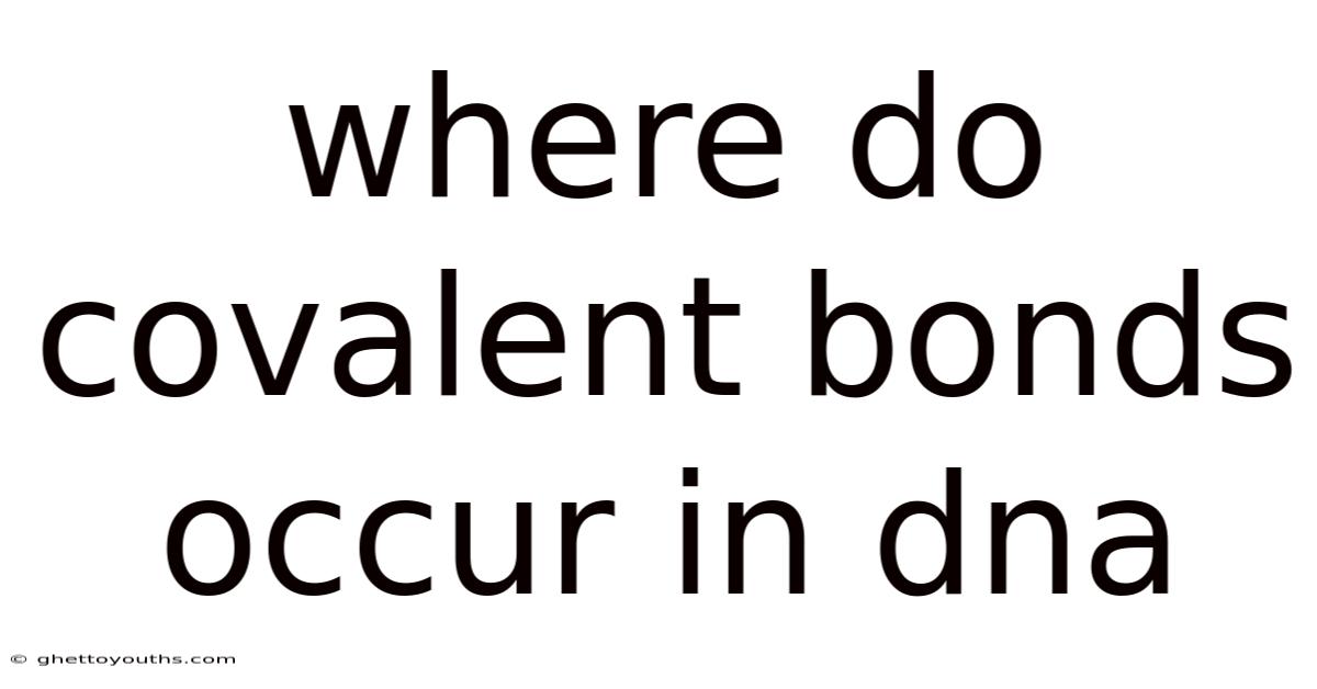 Where Do Covalent Bonds Occur In Dna