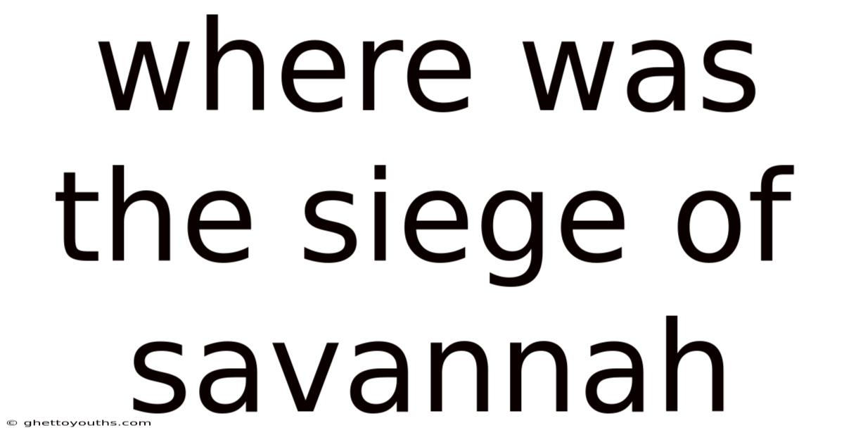Where Was The Siege Of Savannah