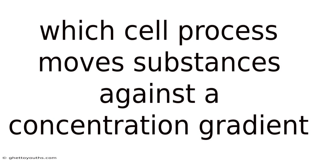 Which Cell Process Moves Substances Against A Concentration Gradient