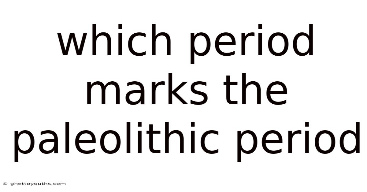 Which Period Marks The Paleolithic Period