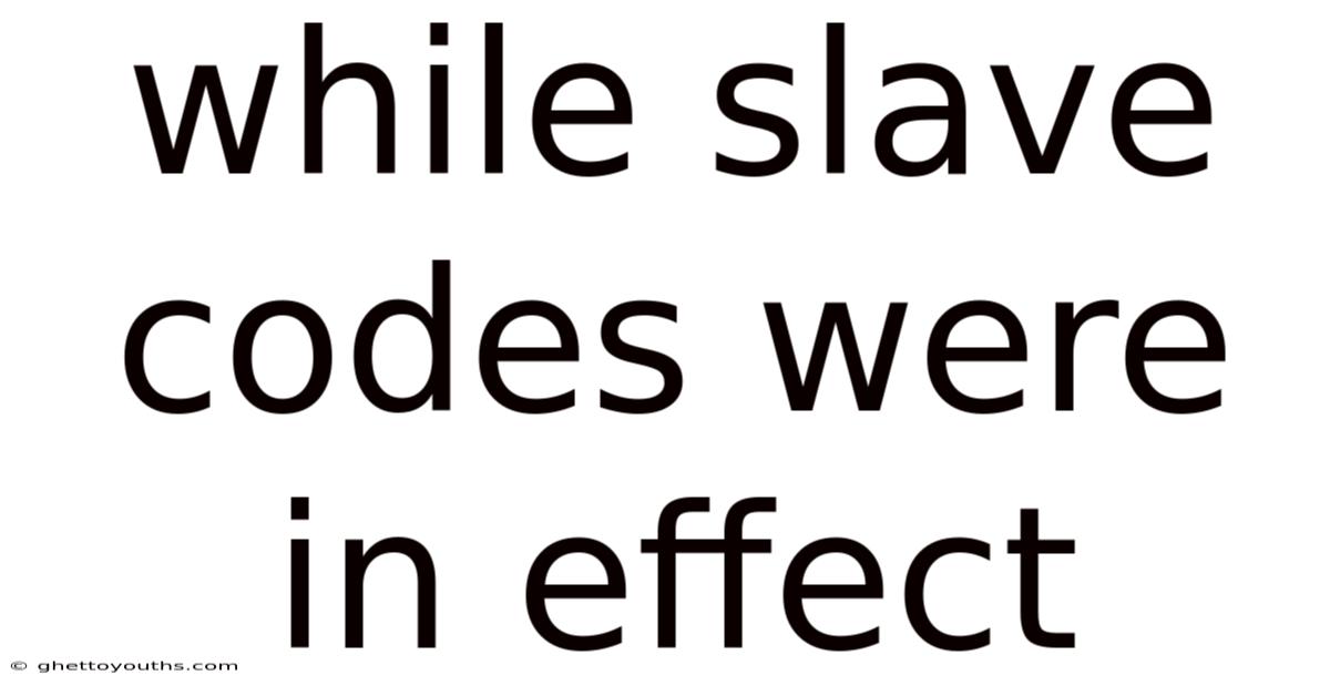 While Slave Codes Were In Effect