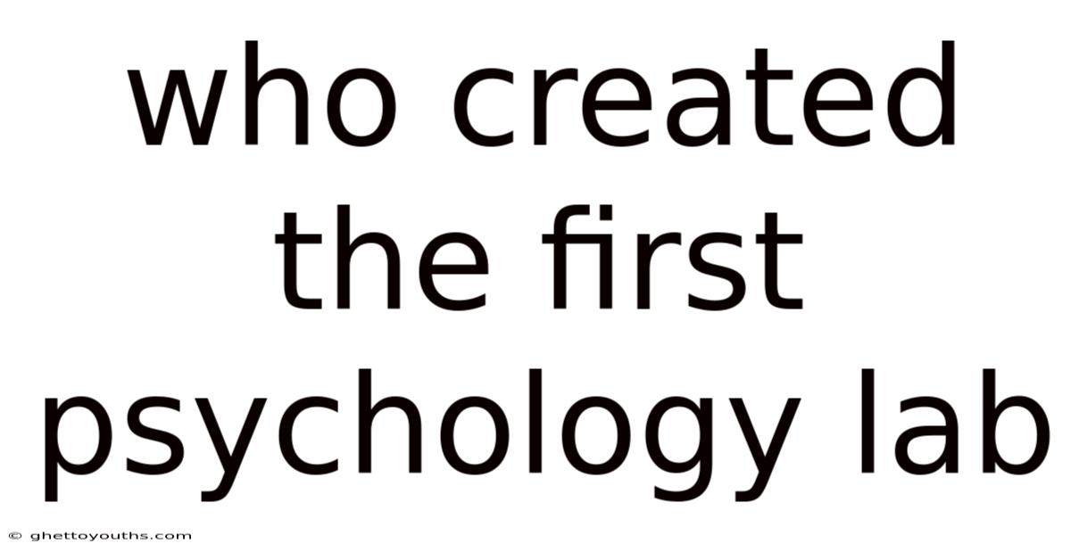Who Created The First Psychology Lab